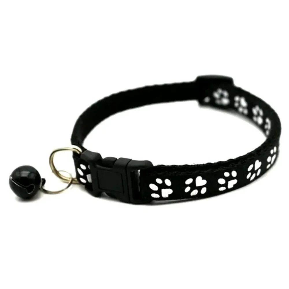 Sweet Heart Paw Print Black Cat Collar with Bell and Toys Gift Package
